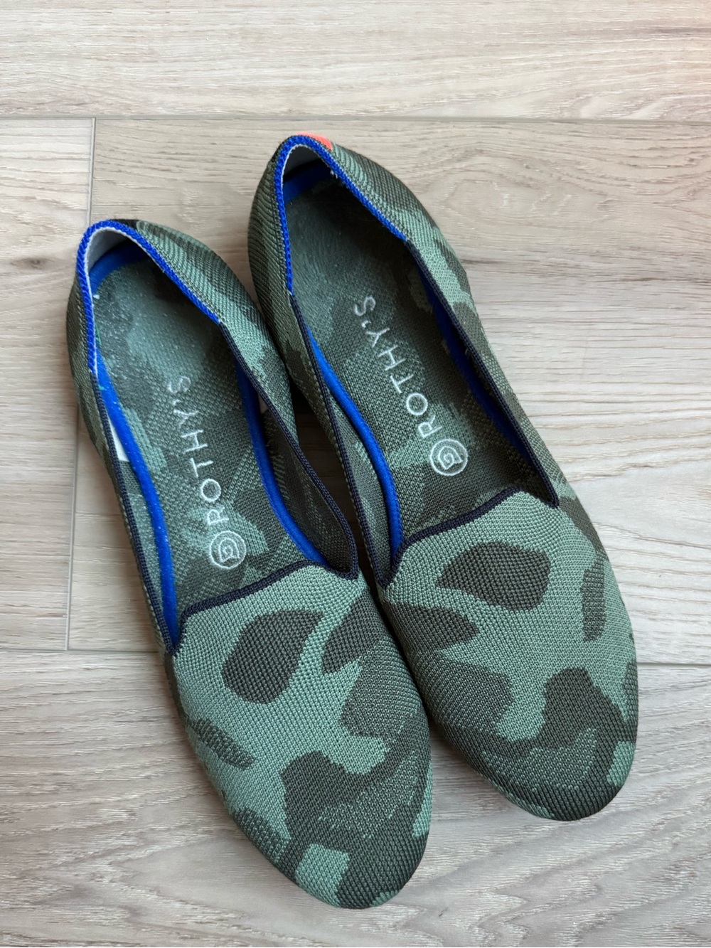 Rothy's The Loafer Green Olive Camo Slip On Shoes Flats Lightweight Comfort